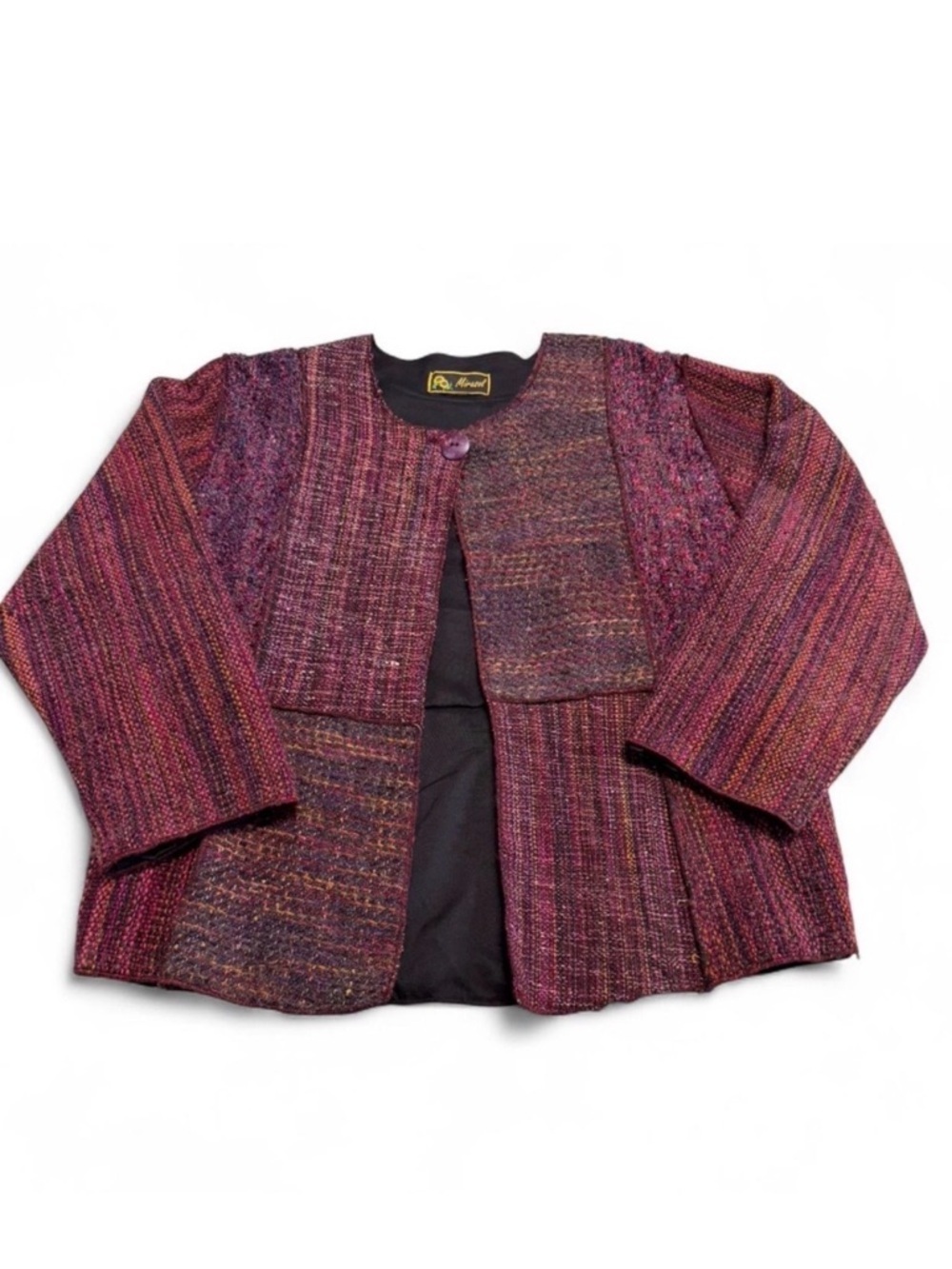 Vintage 90’s Tweed Patchwork Cardigan Jacket Women’s Medium Boho Spring Fall
